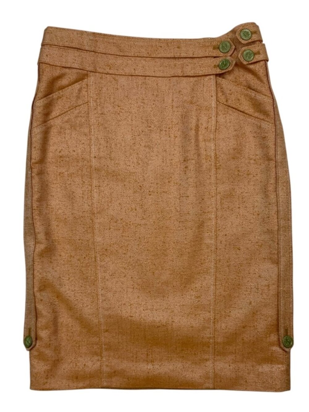 Zac Posen Pencil Skirt 4 Orange Silk Blend Natural Fibers